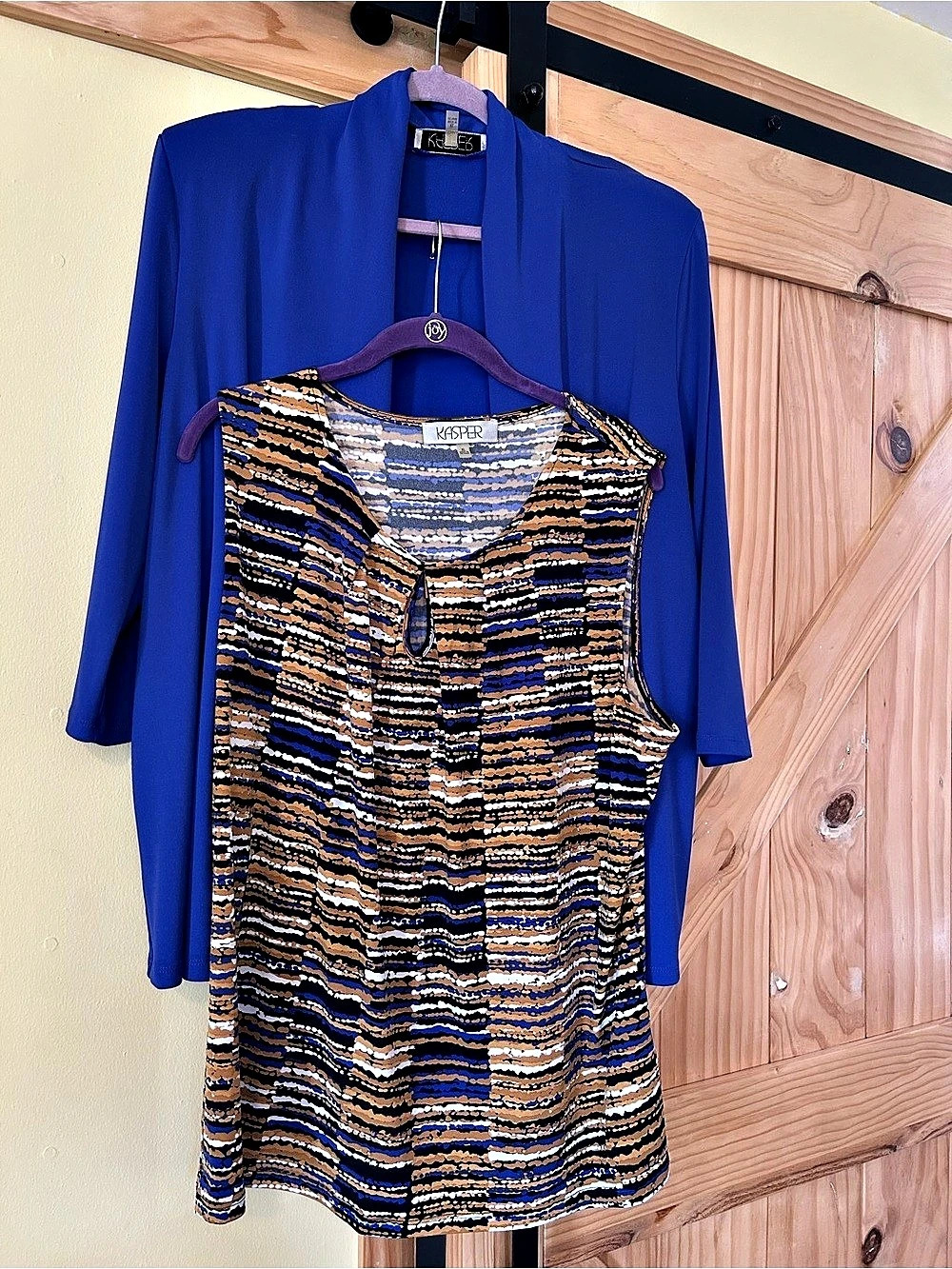 Kasper Abstract Sleeveless Top & Cardigan Blue XL Like New